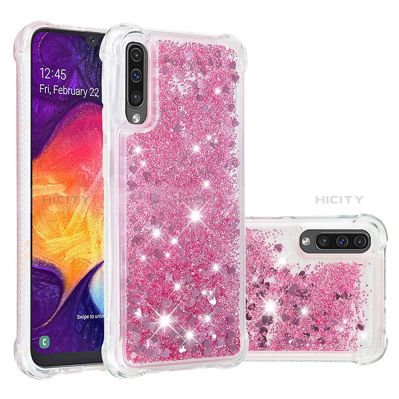 Coque Silicone Housse Etui Gel Bling-Bling S01 pour Samsung Galaxy A50 Rouge Plus