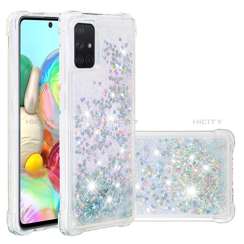 Coque Silicone Housse Etui Gel Bling-Bling S01 pour Samsung Galaxy A71 4G A715 Argent Plus