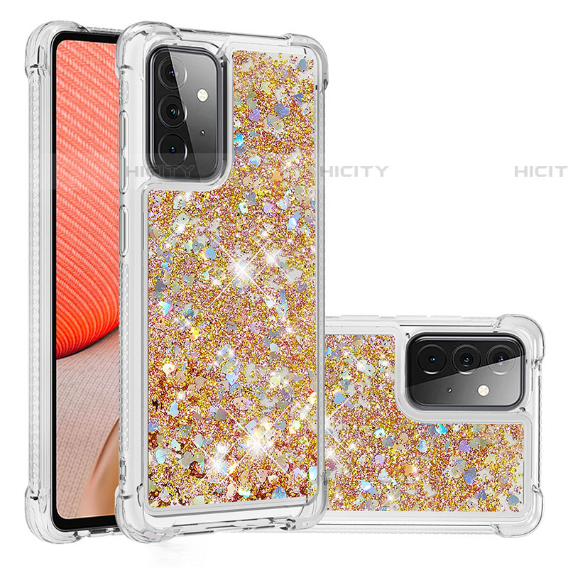 Coque Silicone Housse Etui Gel Bling-Bling S01 pour Samsung Galaxy A72 4G Or Plus