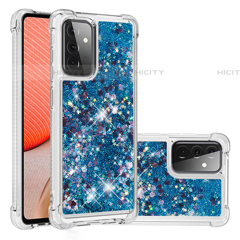 Coque Silicone Housse Etui Gel Bling-Bling S01 pour Samsung Galaxy A72 5G Bleu Plus