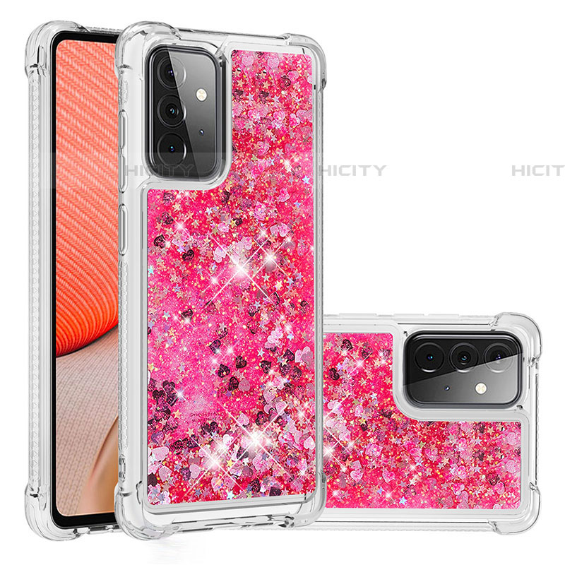 Coque Silicone Housse Etui Gel Bling-Bling S01 pour Samsung Galaxy A72 5G Rose Rouge Plus