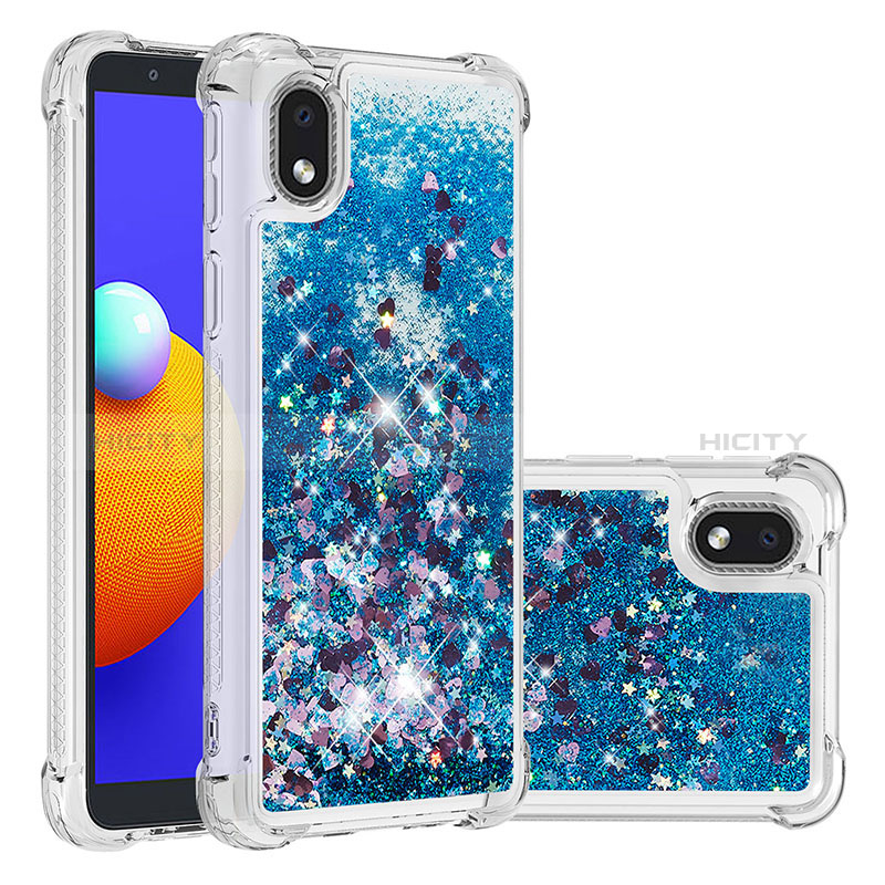 Coque Silicone Housse Etui Gel Bling-Bling S01 pour Samsung Galaxy M01 Core Bleu Plus