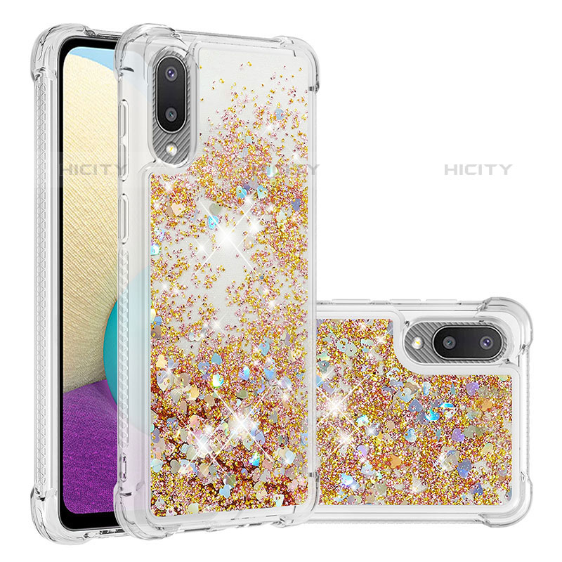 Coque Silicone Housse Etui Gel Bling-Bling S01 pour Samsung Galaxy M02 Or Plus