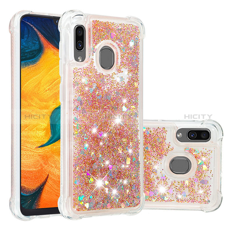 Coque Silicone Housse Etui Gel Bling-Bling S01 pour Samsung Galaxy M10S Or Plus