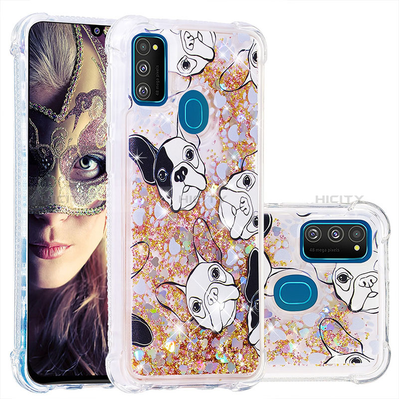 Coque Silicone Housse Etui Gel Bling-Bling S01 pour Samsung Galaxy M21 Or Plus