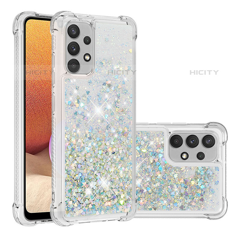 Coque Silicone Housse Etui Gel Bling-Bling S01 pour Samsung Galaxy M32 5G Argent Plus