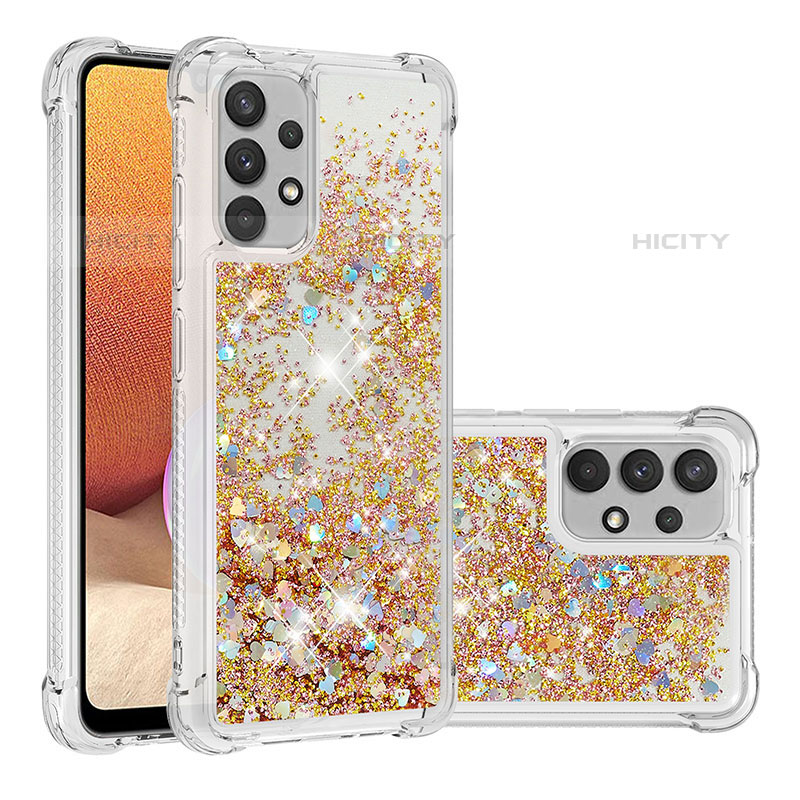 Coque Silicone Housse Etui Gel Bling-Bling S01 pour Samsung Galaxy M32 5G Or Plus