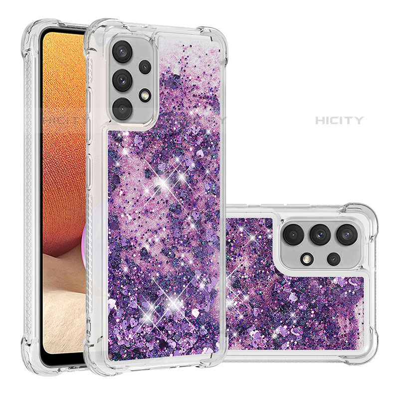 Coque Silicone Housse Etui Gel Bling-Bling S01 pour Samsung Galaxy M32 5G Violet Plus