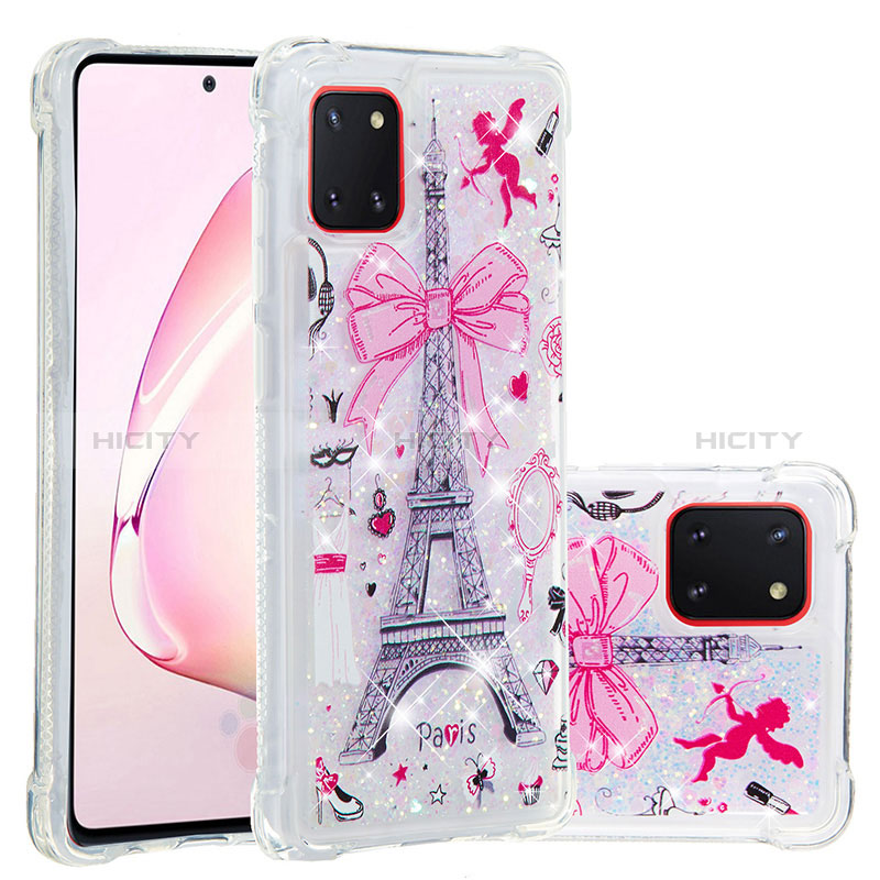 Coque Silicone Housse Etui Gel Bling-Bling S01 pour Samsung Galaxy M60s Rose Plus