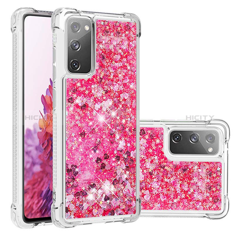 Coque Silicone Housse Etui Gel Bling-Bling S01 pour Samsung Galaxy S20 FE 5G Rose Rouge Plus