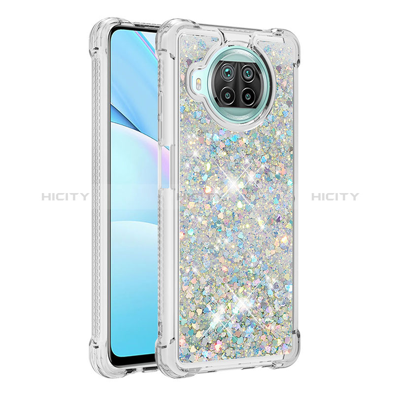 Coque Silicone Housse Etui Gel Bling-Bling S01 pour Xiaomi Mi 10i 5G Argent Plus