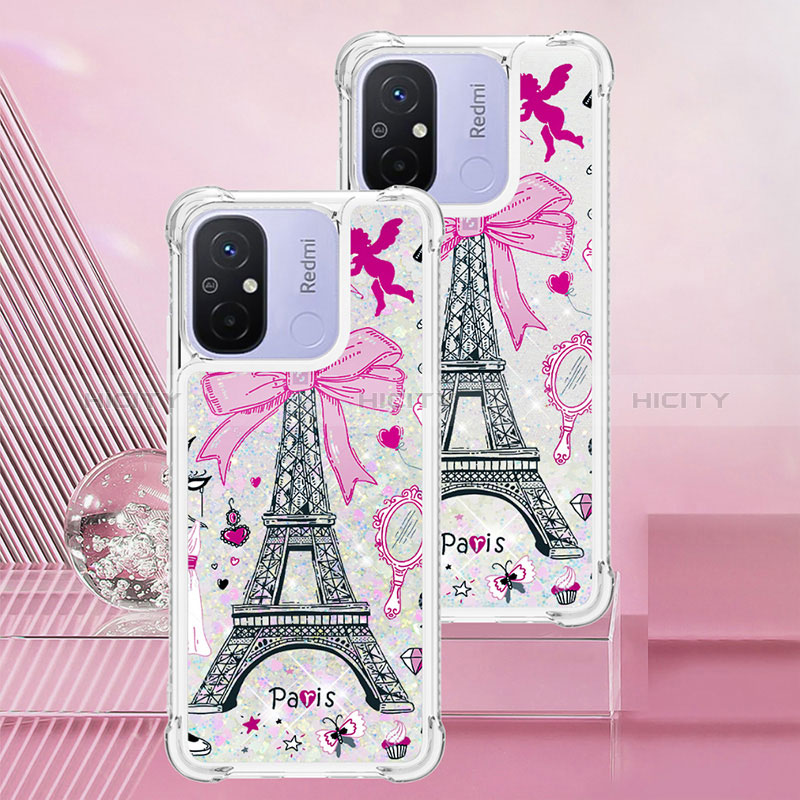 Coque Silicone Housse Etui Gel Bling-Bling S01 pour Xiaomi Redmi 12C 4G Or Rose Plus