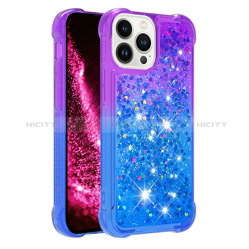 Coque Silicone Housse Etui Gel Bling-Bling S02 pour Apple iPhone 15 Pro Max Violet Plus