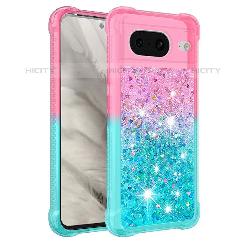 Coque Silicone Housse Etui Gel Bling-Bling S02 pour Google Pixel 8 5G Rose Plus