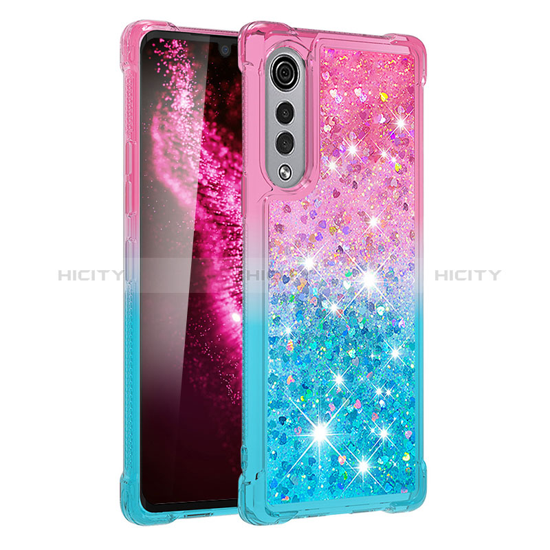 Coque Silicone Housse Etui Gel Bling-Bling S02 pour LG Velvet 5G Rose Plus