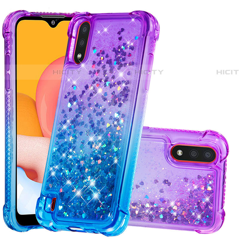 Coque Silicone Housse Etui Gel Bling-Bling S02 pour Samsung Galaxy A01 SM-A015 Violet Plus