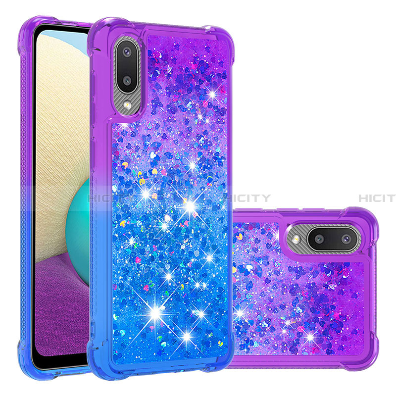 Coque Silicone Housse Etui Gel Bling-Bling S02 pour Samsung Galaxy A02 Violet Plus