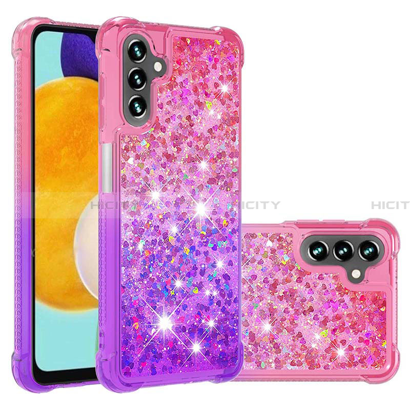 Coque Silicone Housse Etui Gel Bling-Bling S02 pour Samsung Galaxy A13 5G Rose Rouge Plus