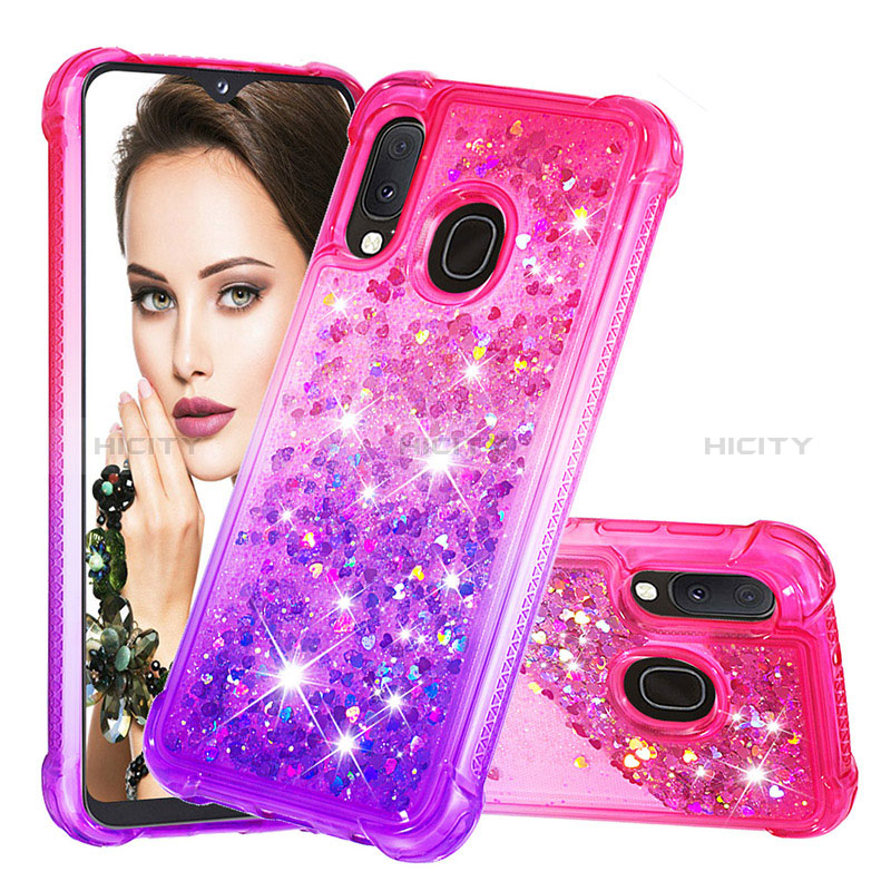 Coque Silicone Housse Etui Gel Bling-Bling S02 pour Samsung Galaxy A20e Rose Rouge Plus