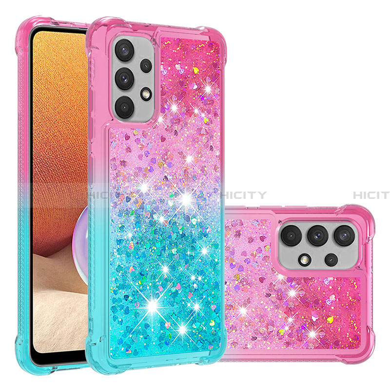 Coque Silicone Housse Etui Gel Bling-Bling S02 pour Samsung Galaxy A32 5G Rose Plus