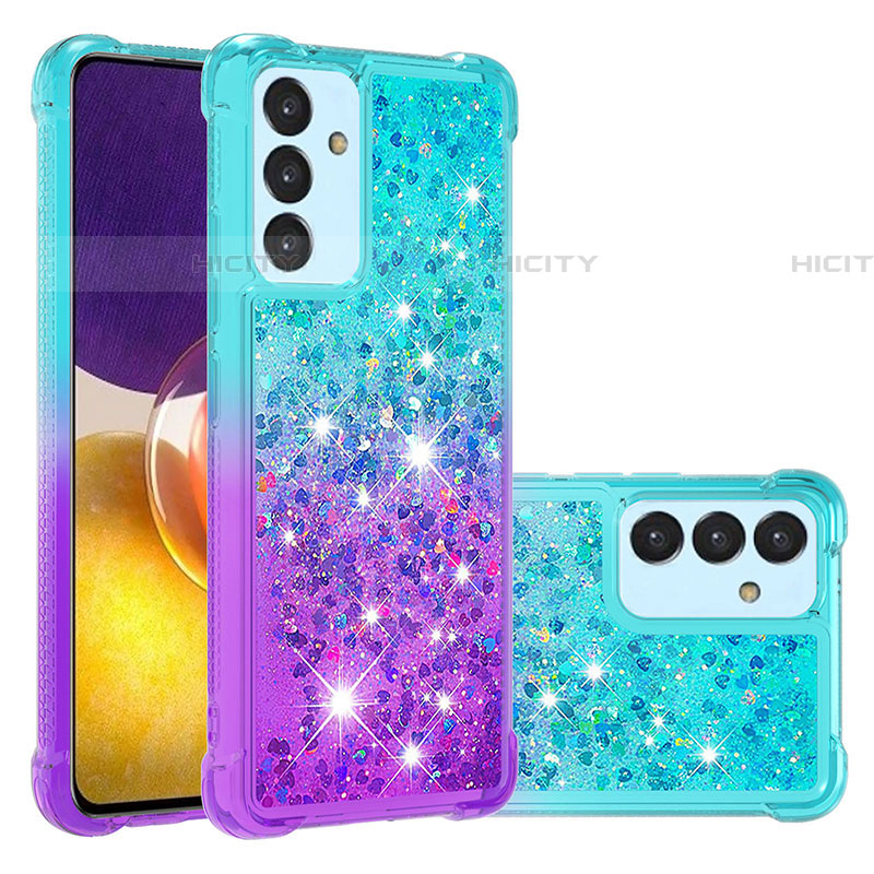 Coque Silicone Housse Etui Gel Bling-Bling S02 pour Samsung Galaxy A34 5G Bleu Ciel Plus