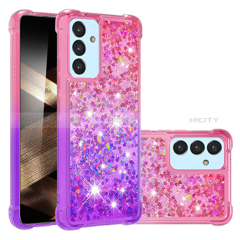 Coque Silicone Housse Etui Gel Bling-Bling S02 pour Samsung Galaxy A35 5G Rose Rouge Plus