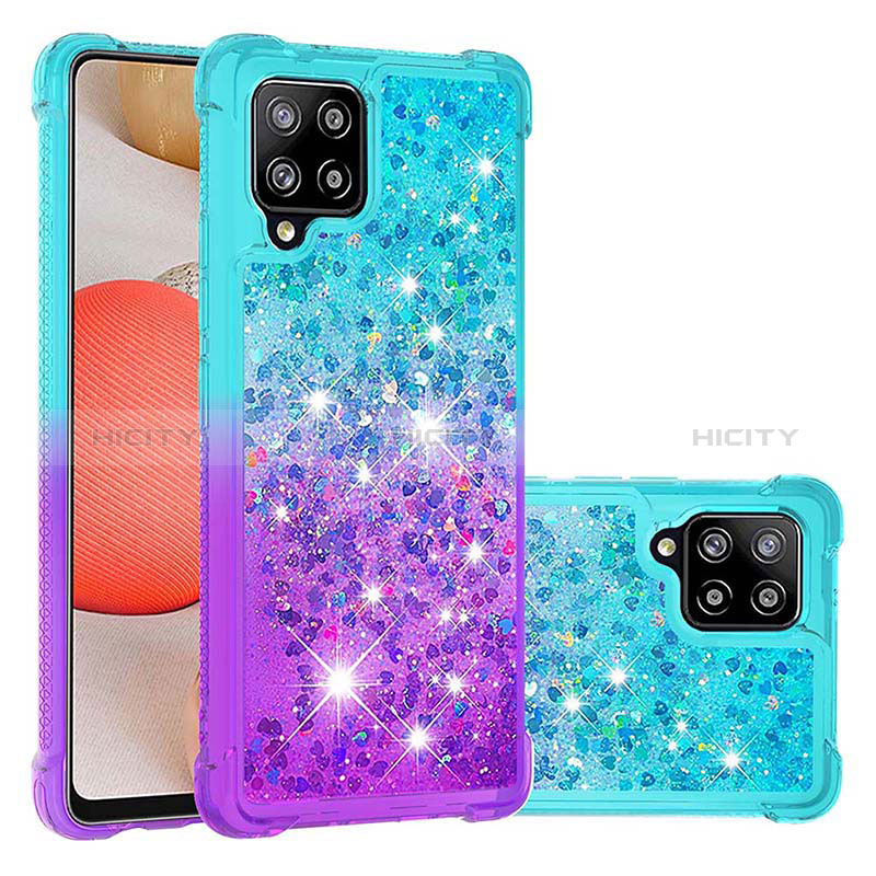 Coque Silicone Housse Etui Gel Bling-Bling S02 pour Samsung Galaxy A42 5G Bleu Ciel Plus