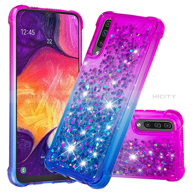 Coque Silicone Housse Etui Gel Bling-Bling S02 pour Samsung Galaxy A50 Violet Plus