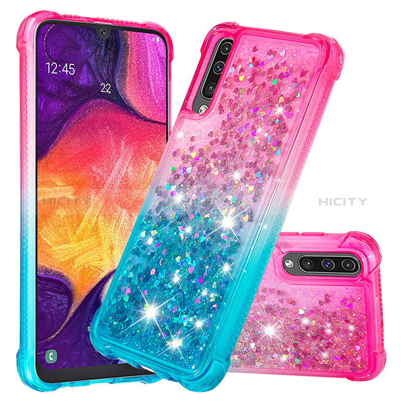 Coque Silicone Housse Etui Gel Bling-Bling S02 pour Samsung Galaxy A50S Rose Plus