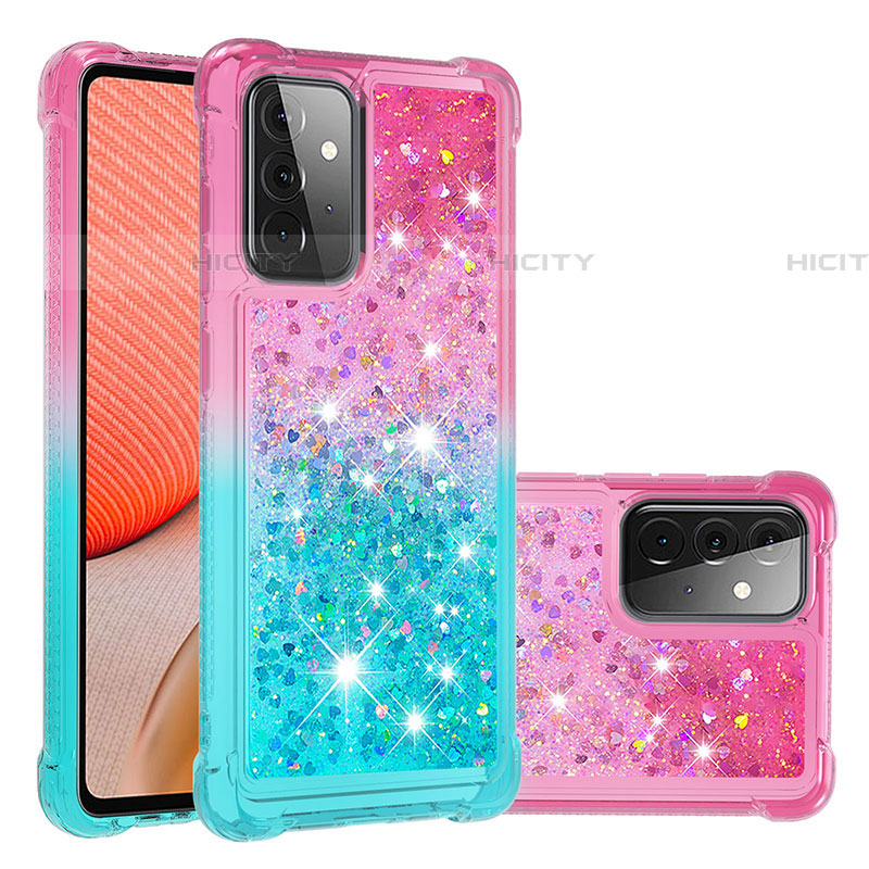 Coque Silicone Housse Etui Gel Bling-Bling S02 pour Samsung Galaxy A72 4G Rose Plus