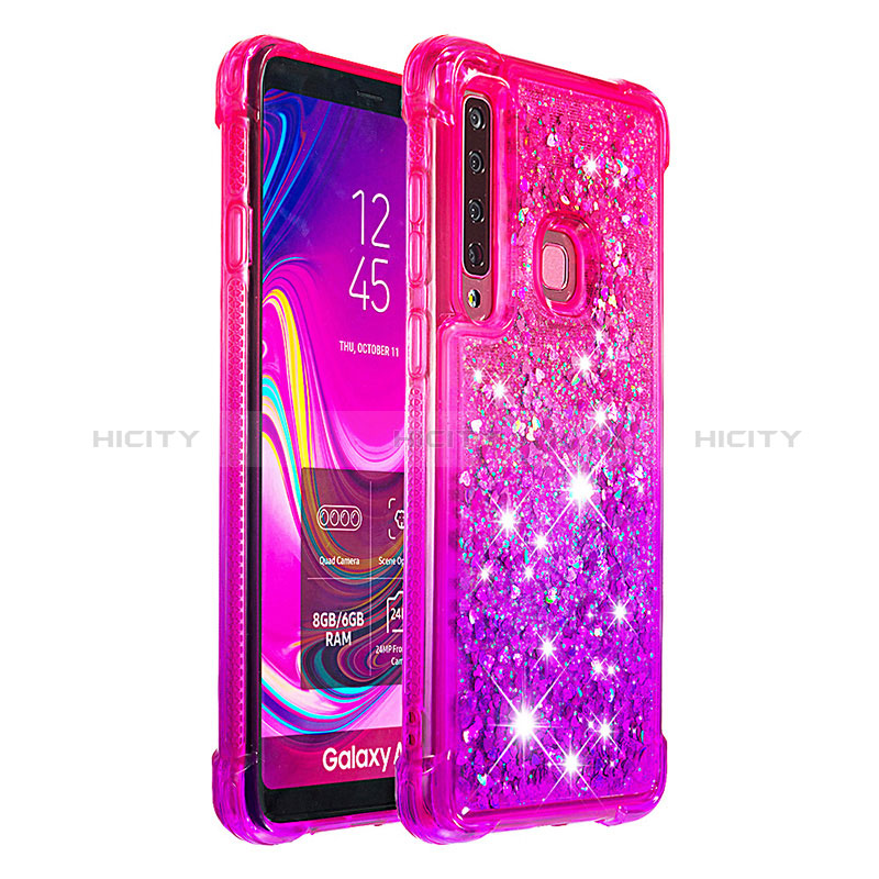 Coque Silicone Housse Etui Gel Bling-Bling S02 pour Samsung Galaxy A9s Rose Rouge Plus