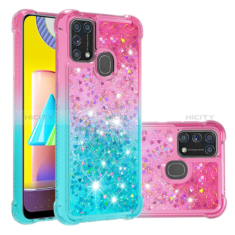 Coque Silicone Housse Etui Gel Bling-Bling S02 pour Samsung Galaxy M31 Rose Plus