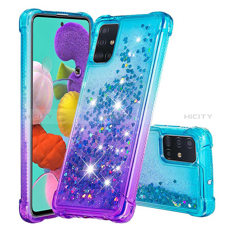 Coque Silicone Housse Etui Gel Bling-Bling S02 pour Samsung Galaxy M40S Bleu Ciel Plus