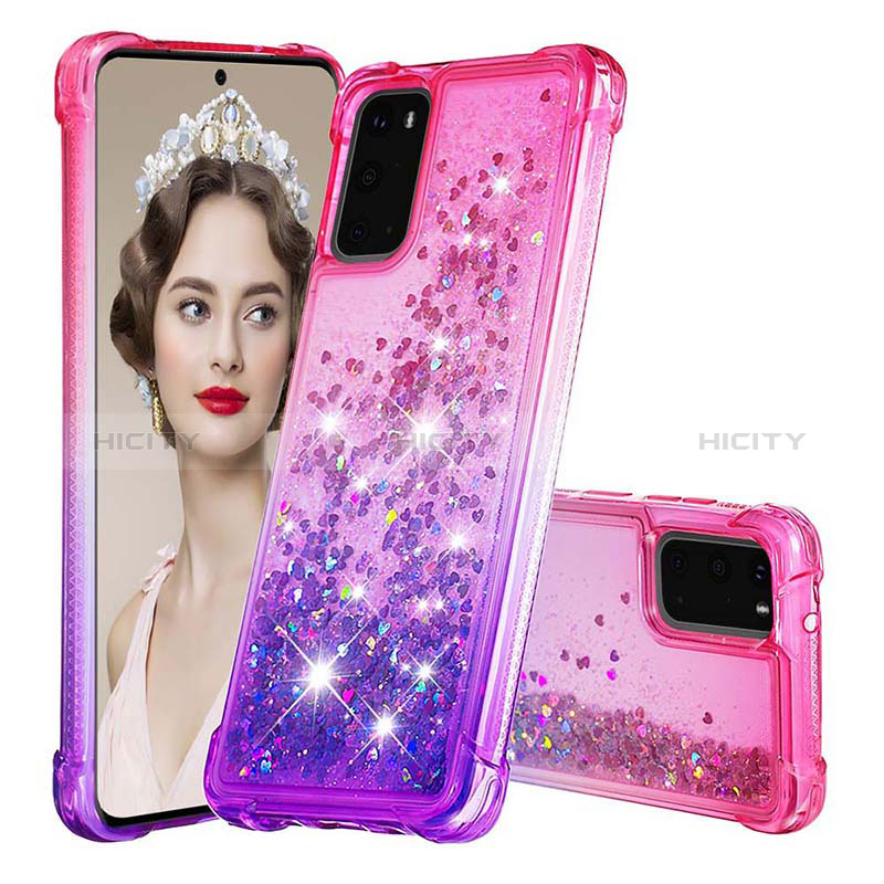 Coque Silicone Housse Etui Gel Bling-Bling S02 pour Samsung Galaxy S20 5G Rose Rouge Plus