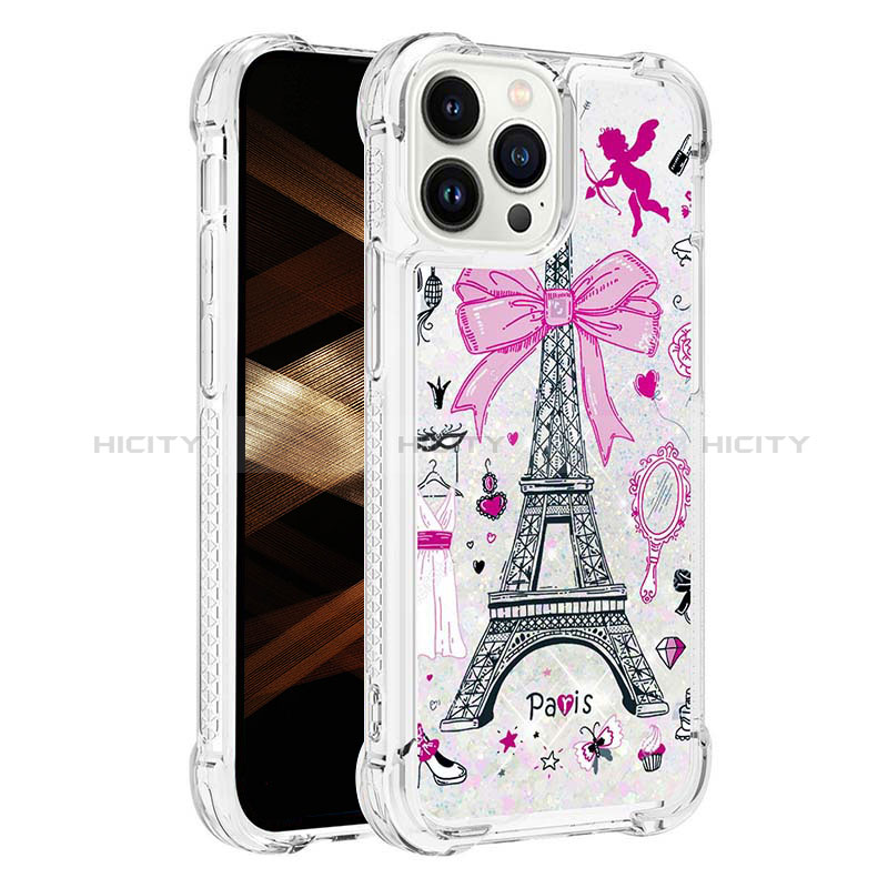 Coque Silicone Housse Etui Gel Bling-Bling S03 pour Apple iPhone 13 Pro Or Rose Plus