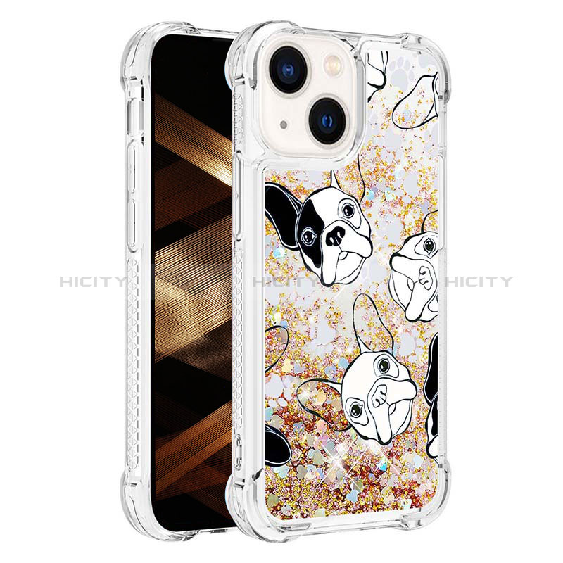 Coque Silicone Housse Etui Gel Bling-Bling S03 pour Apple iPhone 14 Plus Or Plus