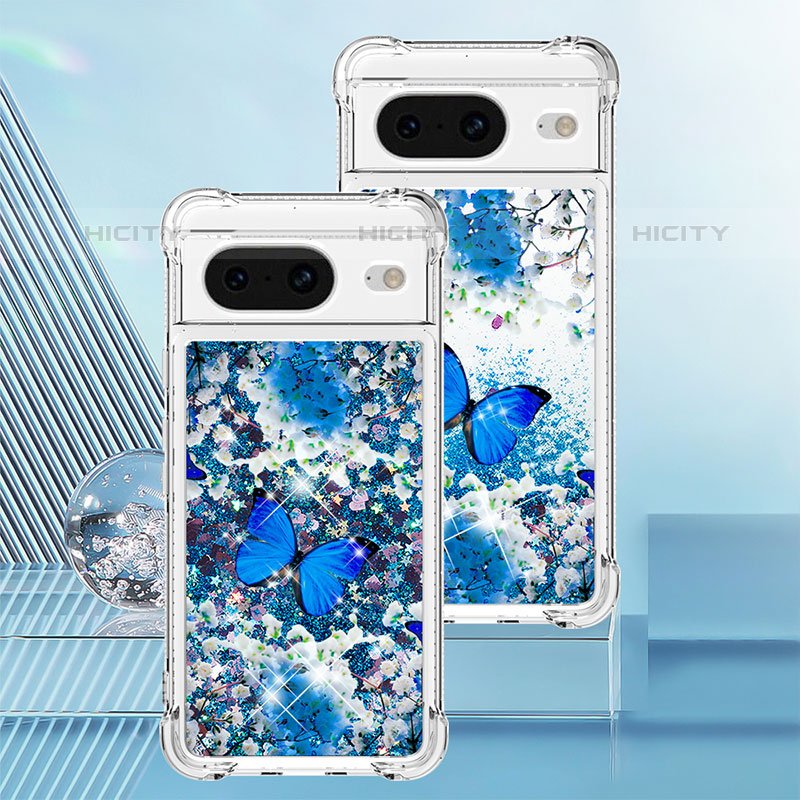 Coque Silicone Housse Etui Gel Bling-Bling S03 pour Google Pixel 8 5G Bleu Plus