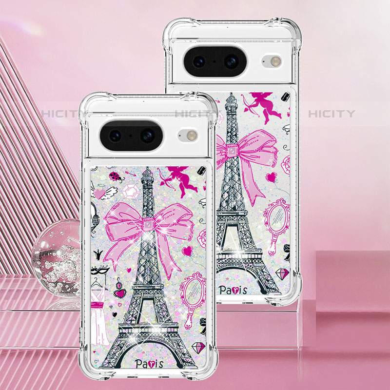 Coque Silicone Housse Etui Gel Bling-Bling S03 pour Google Pixel 8 5G Or Rose Plus