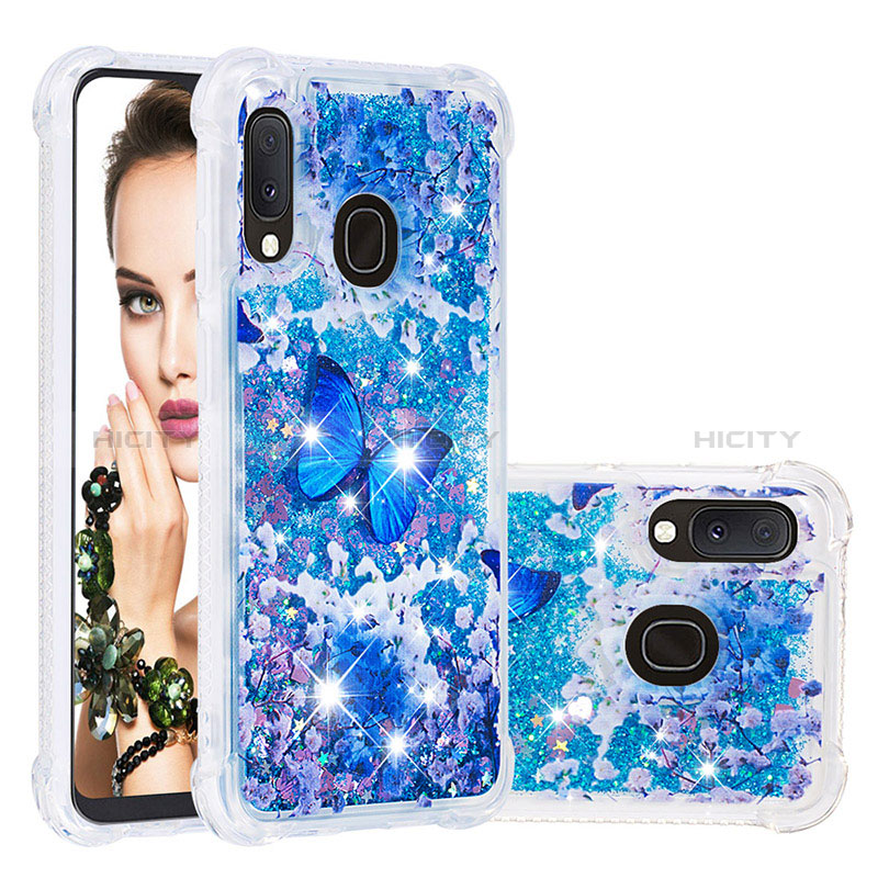 Coque Silicone Housse Etui Gel Bling-Bling S03 pour Samsung Galaxy A20e Bleu Plus