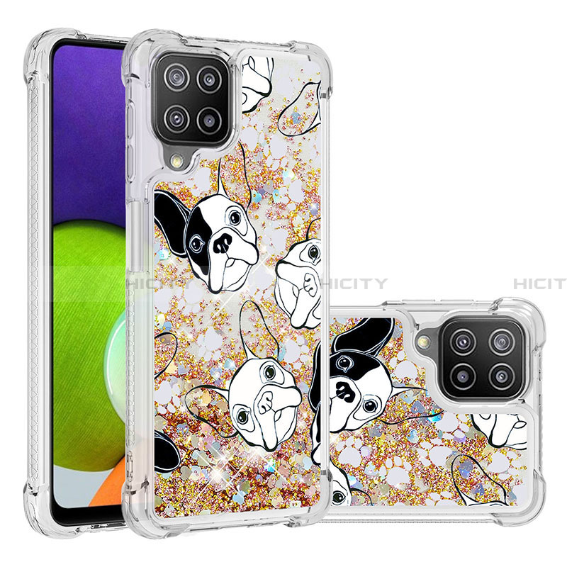 Coque Silicone Housse Etui Gel Bling-Bling S03 pour Samsung Galaxy A22 4G Or Plus