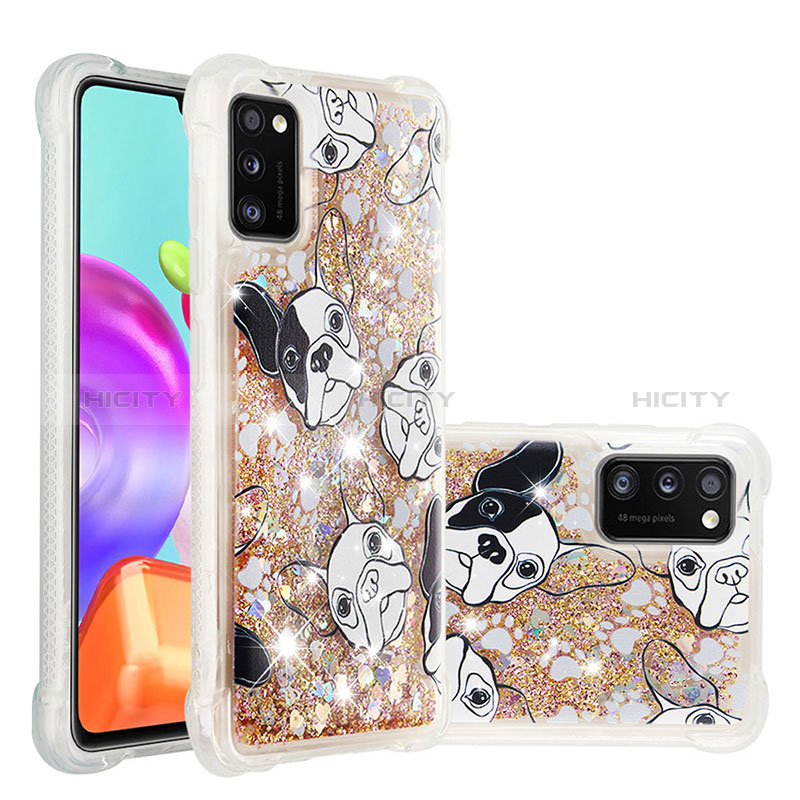 Coque Silicone Housse Etui Gel Bling-Bling S03 pour Samsung Galaxy A41 Or Plus