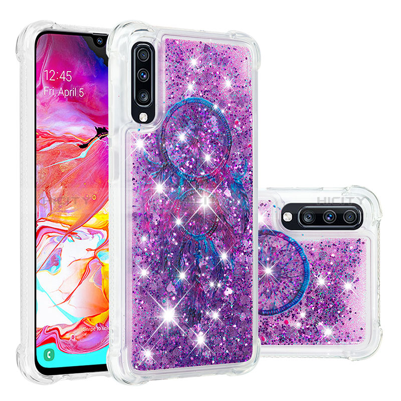 Coque Silicone Housse Etui Gel Bling-Bling S03 pour Samsung Galaxy A70 Violet Plus