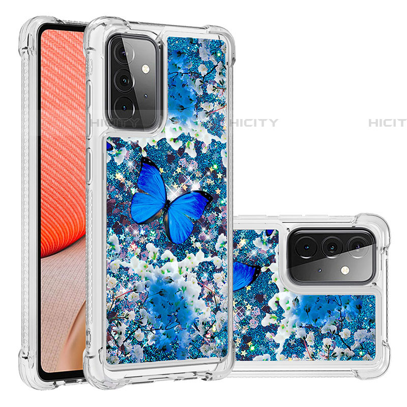 Coque Silicone Housse Etui Gel Bling-Bling S03 pour Samsung Galaxy A72 5G Bleu Plus