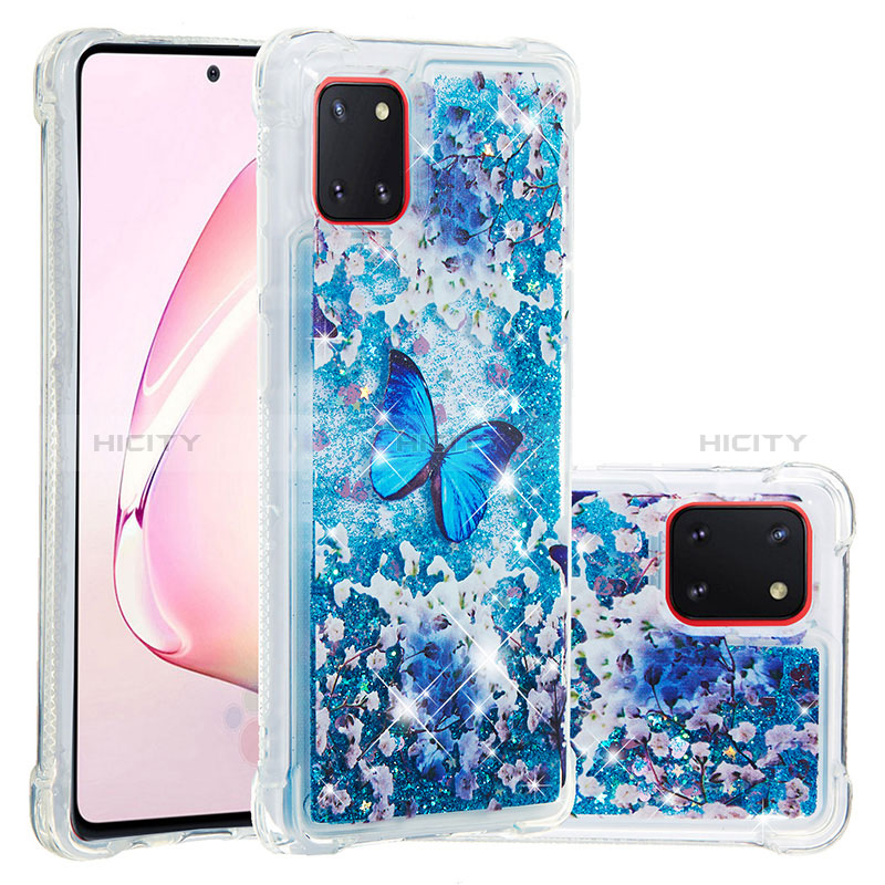 Coque Silicone Housse Etui Gel Bling-Bling S03 pour Samsung Galaxy A81 Bleu Plus