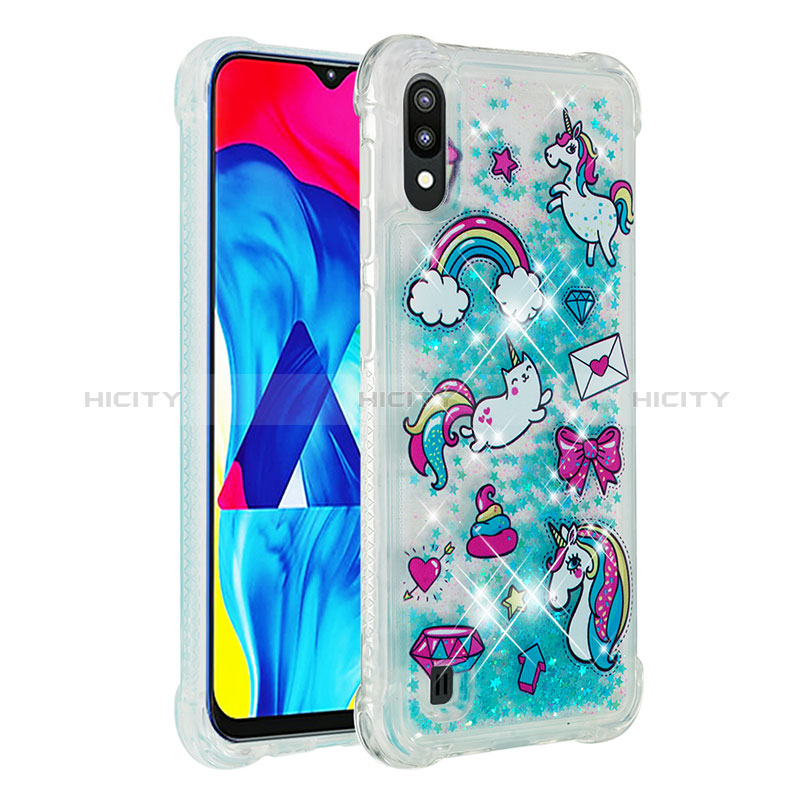 Coque Silicone Housse Etui Gel Bling-Bling S03 pour Samsung Galaxy M10 Bleu Ciel Plus