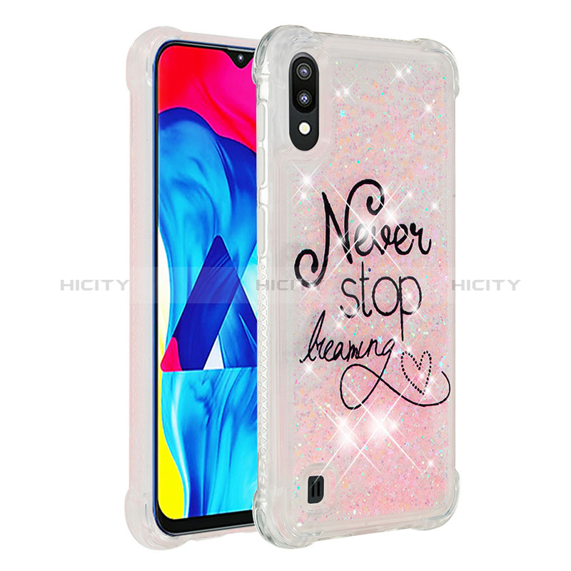 Coque Silicone Housse Etui Gel Bling-Bling S03 pour Samsung Galaxy M10 Rose Plus