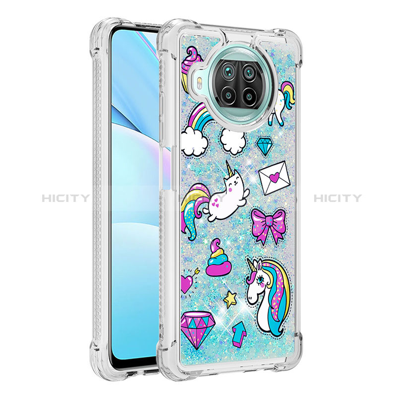 Coque Silicone Housse Etui Gel Bling-Bling S03 pour Xiaomi Mi 10i 5G Bleu Ciel Plus