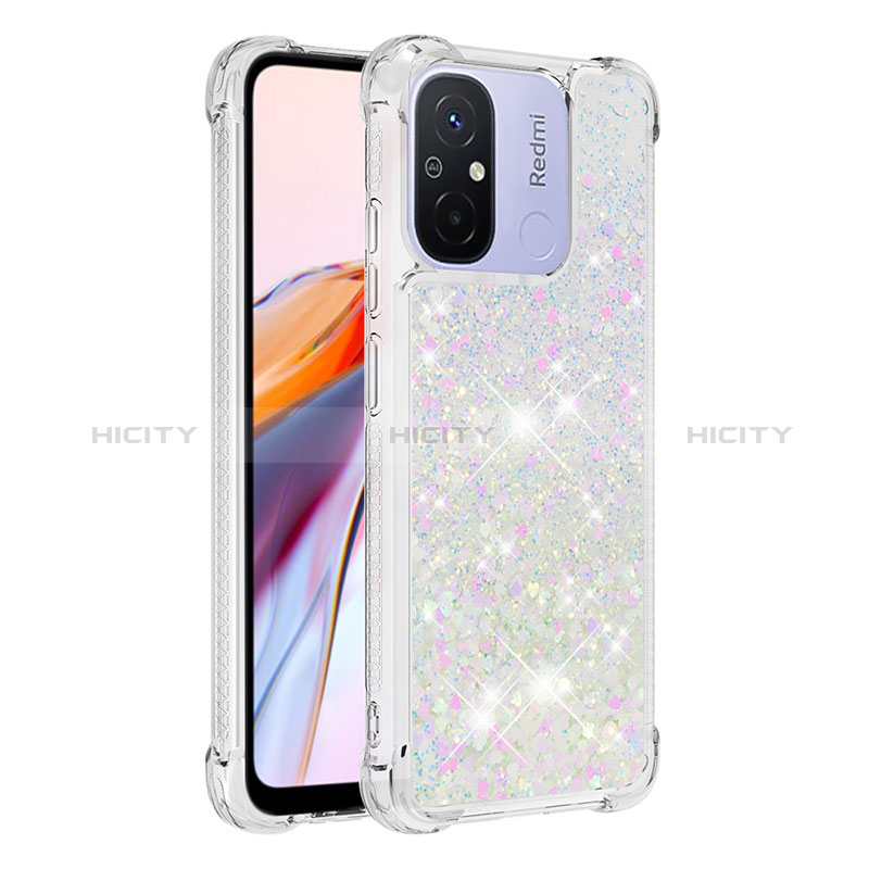 Coque Silicone Housse Etui Gel Bling-Bling S03 pour Xiaomi Poco C55 Argent Plus