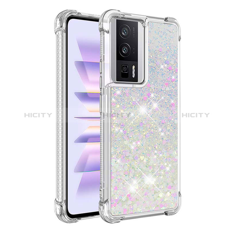 Coque Silicone Housse Etui Gel Bling-Bling S03 pour Xiaomi Poco F5 Pro 5G Argent Plus