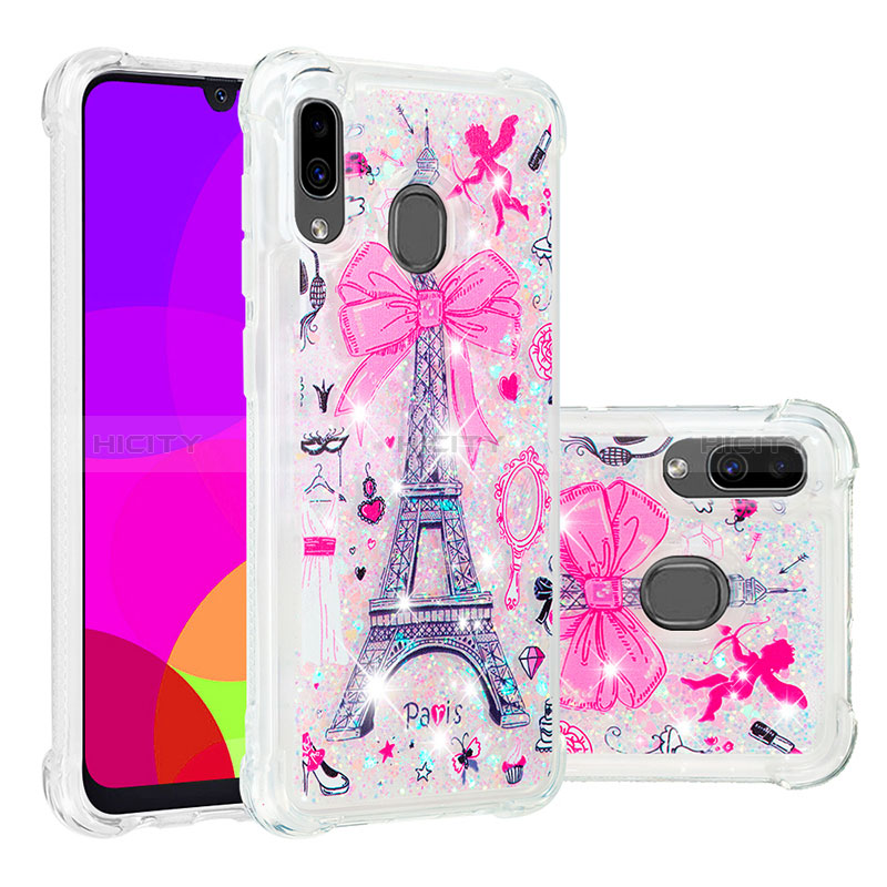 Coque Silicone Housse Etui Gel Bling-Bling S04 pour Samsung Galaxy M10S Rose Plus